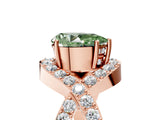Rose gold Fancy Green Pear  Solitaire Twist Band Pavé Diamond Engagement Ring_82