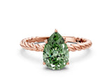 Rose gold Fancy Green Pear  Solitaire Twist Band Ring with Four-Prong Setting_68