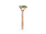 Rose gold Fancy Green Pear  Solitaire Twist Band Ring with Four-Prong Setting_70