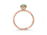 Rose gold Fancy Green Pear  Solitaire Twist Band Ring with Four-Prong Setting_71