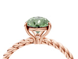 Rose gold Fancy Green Pear  Solitaire Twist Band Ring with Four-Prong Setting_72