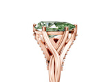 Rose gold Fancy Green Pear  Solitaire Twist Band Six-Prong Setting 1