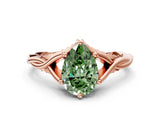Rose gold Fancy Green Pear  Solitaire Twist Band Six-Prong Setting 2