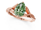 Rose gold Fancy Green Pear  Solitaire Twist Band Six-Prong Setting 3