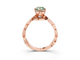 Rose gold Fancy Green Pear  Solitaire Twist Band with Leaf Prong Setting 3
