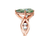 Rose gold Fancy Green Pear  Solitaire Twist Band with Leaf Prong Setting 5