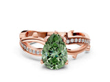 Rose gold Fancy Green Pear  Solitaire Twist Band with Pavé Accents and Four-Prong Setting_20