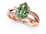 Rose gold Fancy Green Pear  Solitaire Twist Band with Pavé Accents and Four-Prong Setting_21