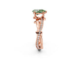 Rose gold Fancy Green Pear  Solitaire Twist Band with Pavé Accents and Four-Prong Setting_22