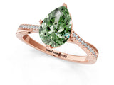 Rose gold Fancy Green Pear  Solitaire Twist Band with Pavé Diamonds and Four-Prong Setting_89