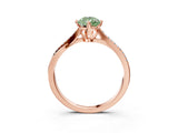 Rose gold Fancy Green Pear  Solitaire Twist Band with Pavé Diamonds and Four-Prong Setting_91