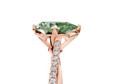 Rose gold Fancy Green Pear  Solitaire Twist Band with Pavé Diamonds and Four-Prong Setting_93