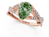Rose gold Fancy Green Pear  Solitaire Twist Band with Pavé Setting and Four-Prong Setting_52