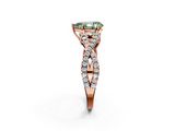 Rose gold Fancy Green Pear  Solitaire Twist Band with Pavé Setting and Four-Prong Setting_53