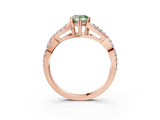 Rose gold Fancy Green Pear  Solitaire Twist Band with Pavé Setting and Four-Prong Setting_54