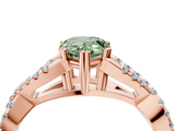 Rose gold Fancy Green Pear  Solitaire Twist Band with Pavé Setting and Four-Prong Setting_55