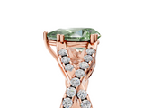 Rose gold Fancy Green Pear  Solitaire Twist Band with Pavé Setting and Four-Prong Setting_56
