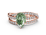 Rose gold Fancy Green Pear  Solitaire Twist Band with Pavé Setting and Four-Prong Setting_81