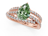 Rose gold Fancy Green Pear  Solitaire Twist Band with Pavé Setting and Four-Prong Setting_82