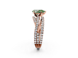 Rose gold Fancy Green Pear  Solitaire Twist Band with Pavé Setting and Four-Prong Setting_83