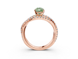 Rose gold Fancy Green Pear  Solitaire Twist Band with Pavé Setting and Four-Prong Setting_84