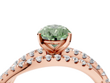 Rose gold Fancy Green Pear  Solitaire Twist Band with Pavé Setting and Four-Prong Setting_85