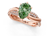 Rose gold Fancy Green Pear  Solitaire Twist Band with Pave Prong Setting_72