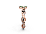 Rose gold Fancy Green Pear  Solitaire Twist Band with Pave Prong Setting_73