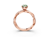 Rose gold Fancy Green Pear  Solitaire Twist Band with Pave Prong Setting_74