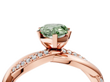 Rose gold Fancy Green Pear  Solitaire Twist Band with Pave Prong Setting_75