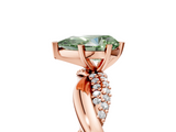 Rose gold Fancy Green Pear  Solitaire Twist Band with Pave Prong Setting_76