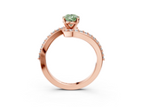 Rose gold Fancy Green Pear  Solitaire Twist Band with Pave Set Diamonds and Four-Prong Setting_112