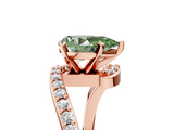 Rose gold Fancy Green Pear  Solitaire Twist Band with Pave Set Diamonds and Four-Prong Setting_114