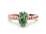 Rose gold Fancy Green Pear  Solitaire Twisted Band Prong Set Engagement Ring_61