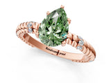 Rose gold Fancy Green Pear  Solitaire Twisted Band Prong Set Engagement Ring_62