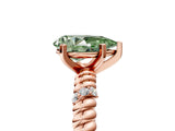 Rose gold Fancy Green Pear  Solitaire Twisted Band Prong Set Engagement Ring_66