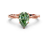 Rose gold Fancy Green Pear  Solitaire Twisted Band with Bead Prong Setting_378