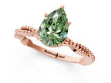 Rose gold Fancy Green Pear  Solitaire Twisted Band with Bead Prong Setting_379