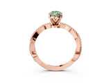 Rose gold Fancy Green Pear  Solitaire Twisted Band with Bead Prong Setting_381