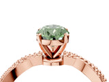 Rose gold Fancy Green Pear  Solitaire Twisted Band with Bead Prong Setting_382