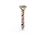Rose gold Fancy Green Pear  Solitaire Twisted Band with Pavé Accents and Four-Prong Setting_5