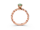 Rose gold Fancy Green Pear  Solitaire Twisted Band with Pavé Accents and Four-Prong Setting_6