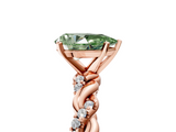 Rose gold Fancy Green Pear  Solitaire Twisted Band with Pavé Accents and Four-Prong Setting_8