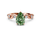 Rose gold Fancy Green Pear  Solitaire Twisted Band with Prong Setting 1