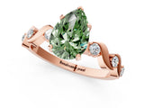 Rose gold Fancy Green Pear  Solitaire Twisted Band with Prong Setting 2