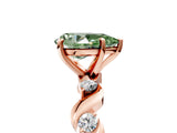 Rose gold Fancy Green Pear  Solitaire Twisted Band with Prong Setting