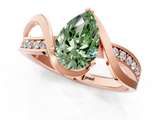 Rose gold Fancy Green Pear  Solitaire Twisted Band with Prong Setting_4