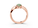 Rose gold Fancy Green Pear  Solitaire Twisted Band with Prong Setting_6