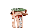 Rose gold Fancy Green Pear  Solitaire Twisted Band with Prong Setting_8