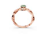 Rose gold Fancy Green Pear  Solitaire Twisted Pave Diamond Ring with Four-Prong Setting_88